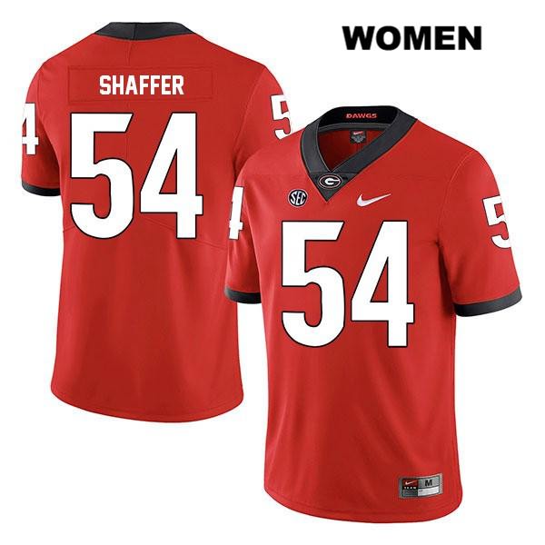 Georgia Bulldogs Women's Justin Shaffer #54 NCAA Legend Authentic Red Nike Stitched College Football Jersey NVA4756ZK